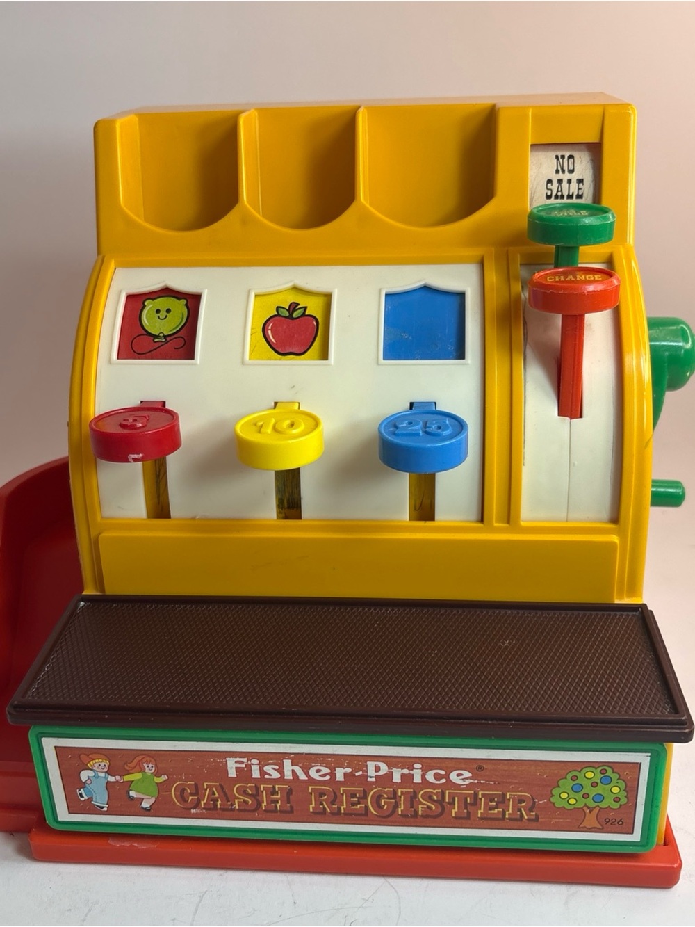 Vintage 1974 Fisher-Price Cash Register #926 With 5 Original Coins VG CONDITION